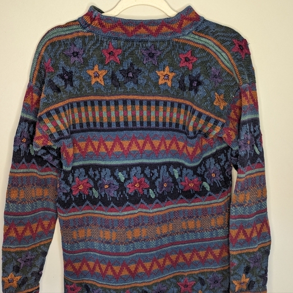 Vintage Paul Harris Design thick Sweater Fair Isle Floral Pattern Size Small - Picture 7 of 7